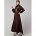 Embroidery abaya with balloon sleeves- Brown